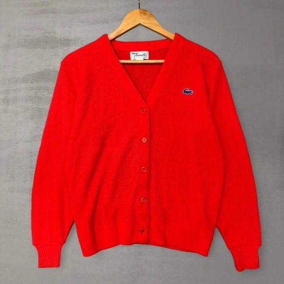Lacoste Other - Vintage 80s Haymaker Lacoste Cardigan Sweater Red Vintage V-Neck Acrylic Large